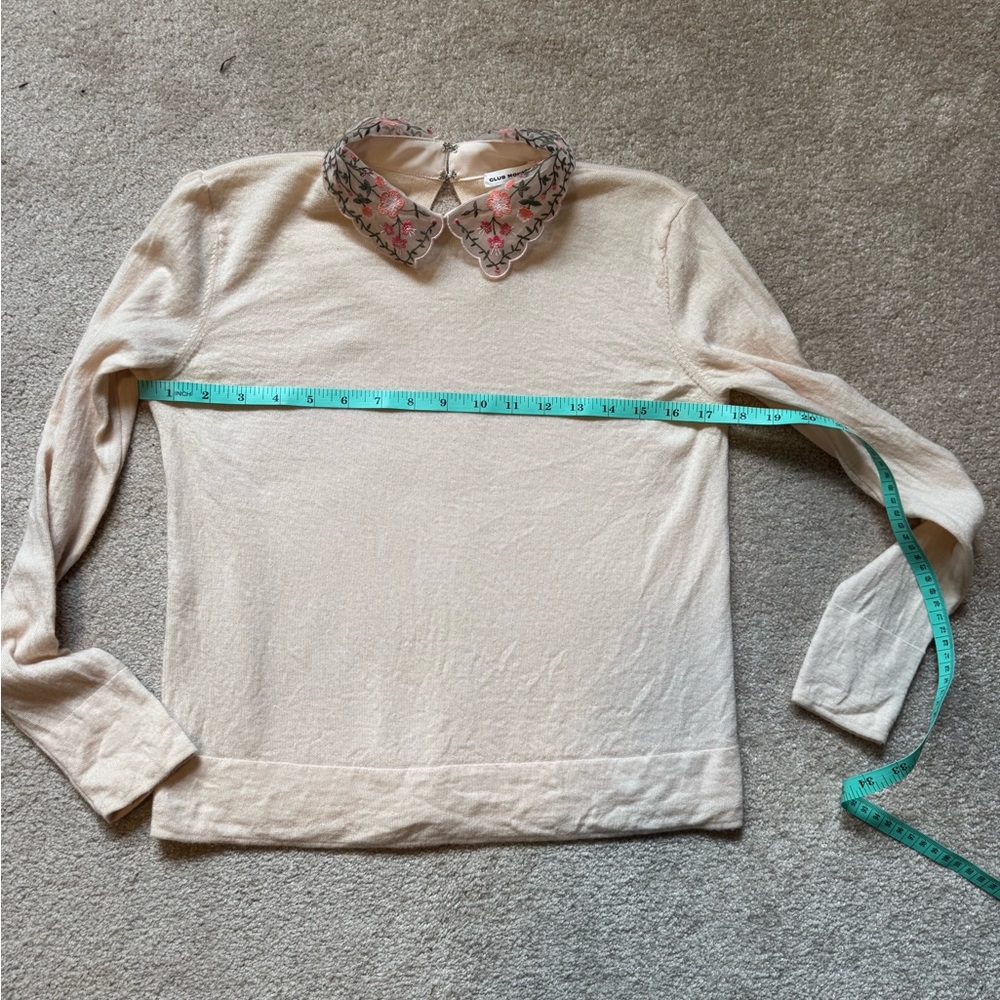 Club Monaco Cream Sweater with Floral Embellishments - Picture 6 of 10